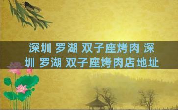 深圳 罗湖 双子座烤肉 深圳 罗湖 双子座烤肉店地址